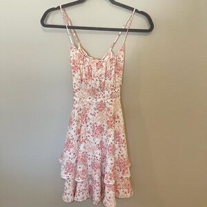 Pink Floral Spaghetti Strap Dress